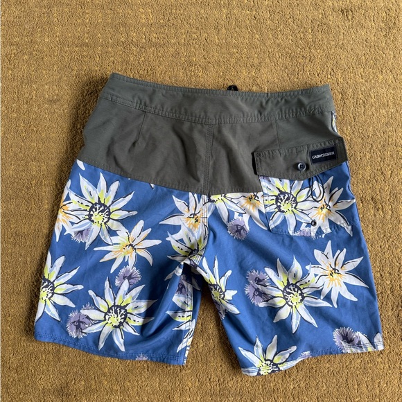 Quiksilver 31 Sur Green Blue Floral Tropical Boardshorts Bathing Suit Mens - Picture 4 of 6